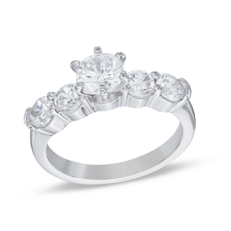 Cubic Zirconia Five Stone Ring in Sterling Silver - Size 7