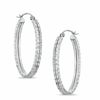 1.5 X 28mm Diamond-Cut Double Row Hoop Earrings in Sterling Silver