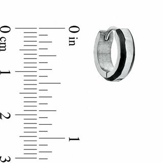 Black IP Border Stainless Steel Huggie Earrings