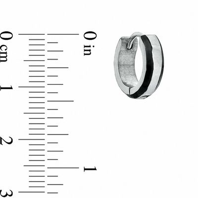 Black IP Border Stainless Steel Huggie Earrings