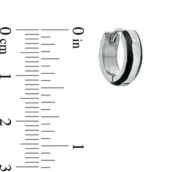 Black IP Border Stainless Steel Huggie Earrings