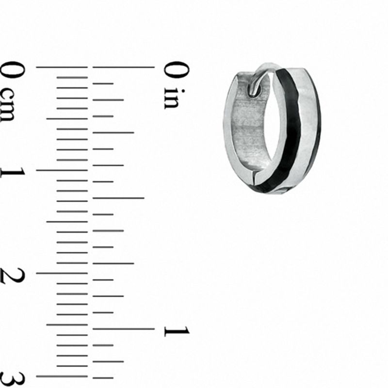 Black IP Border Stainless Steel Huggie Earrings