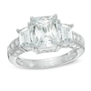 Radiant-Cut Cubic Zirconia Three Stone Ring in Sterling Silver - Size 7