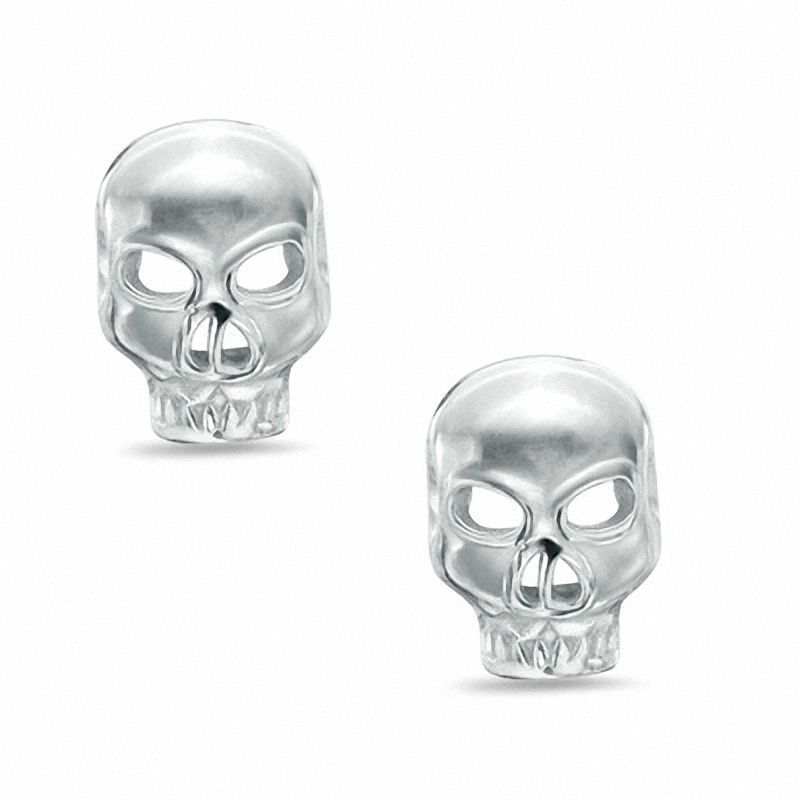 Skull Stud Earrings in Sterling Silver