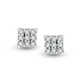 Diamond Accent Square Cluster Stud Earrings in 10K White Gold - XL Post