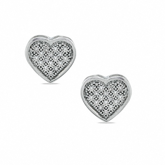 1/10 CT. T.W. Diamond Heart Stud Earrings in Sterling Silver
