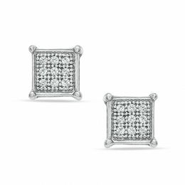Diamond Accent Square Stud Earrings in Sterling Silver
