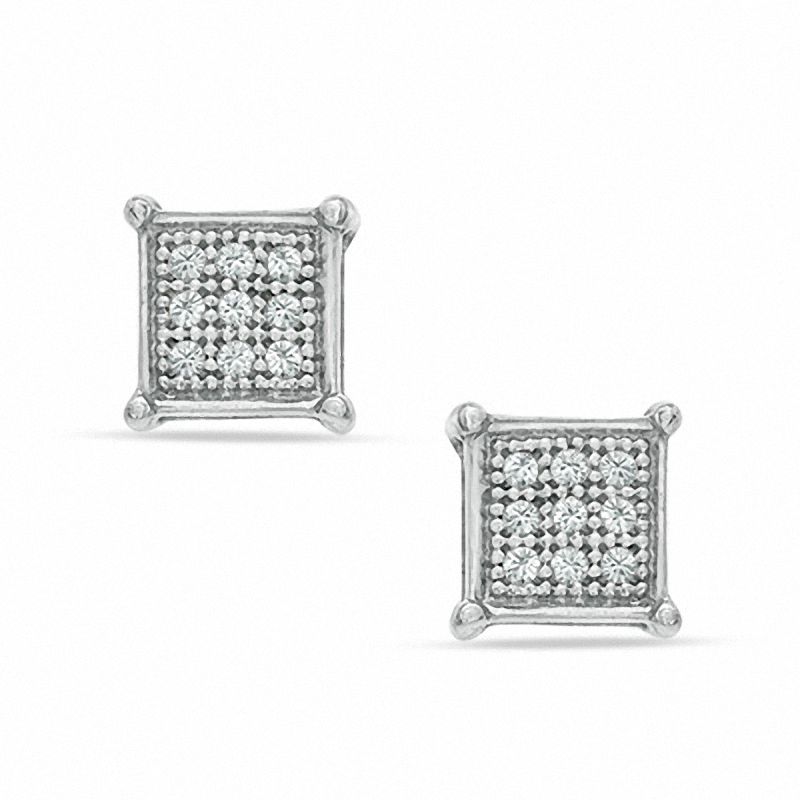 Diamond Accent Square Stud Earrings in Sterling Silver