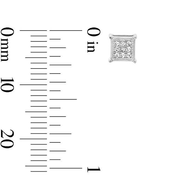 Diamond Accent Square Stud Earrings in Sterling Silver