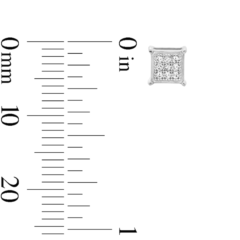 Main Image 3 of Diamond Accent Square Stud Earrings in Sterling Silver