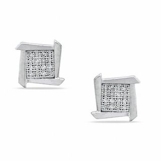 1/10 CT. T.W. Diamond Jagged Square Stud Earrings in Sterling Silver
