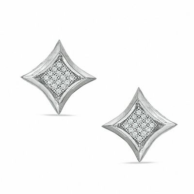 1/10 CT. T.W. Diamond Concave Square Stud Earrings in Sterling Silver