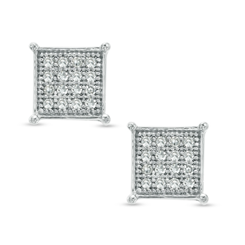 Diamond Accent Square Stud Earrings in Sterling Silver