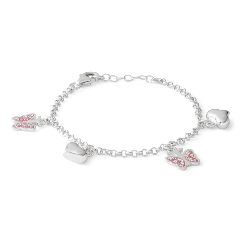 Hello Kitty Women's Silver Plated Charm Bracelet, 8 inch, Size: One size, White