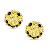 Thumbnail Image 1 of Child's Yellow and Black Crystal Smiley Face Ball Stud Earrings in Sterling Silver