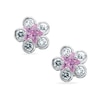 Child's Pink Star-Shaped Cubic Zirconia Flower Stud Earrings in Sterling Silver