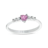 Child's 3mm Heart-Shaped Pink and White Cubic Zirconia Ring in Sterling Silver - Size 4