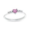 Thumbnail Image 0 of Child's 3mm Heart-Shaped Pink and White Cubic Zirconia Ring in Sterling Silver - Size 4