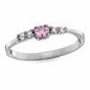 Child's 3mm Pink and White Cubic Zirconia Ring in Sterling Silver - Size 4