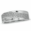 Thumbnail Image 1 of 1/8 CT. T.W. Diamond Crossover Wedding Band in Sterling Silver