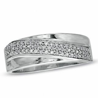1/8 CT. T.W. Diamond Crossover Wedding Band in Sterling Silver