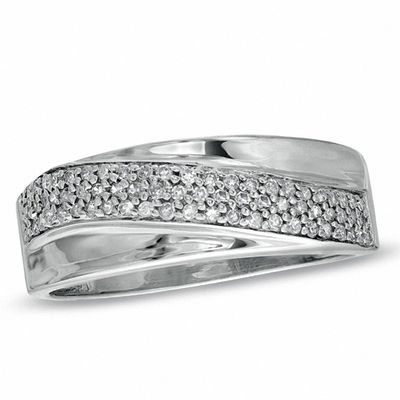 1/8 CT. T.W. Diamond Crossover Wedding Band in Sterling Silver