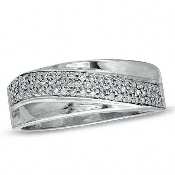 1/8 CT. T.W. Diamond Crossover Wedding Band in Sterling Silver