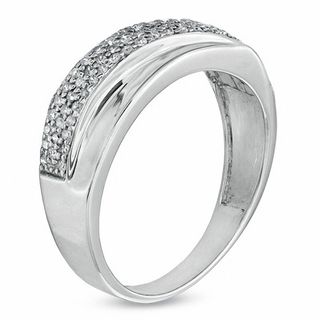 1/8 CT. T.W. Diamond Crossover Wedding Band in Sterling Silver