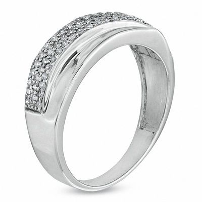 1/8 CT. T.W. Diamond Crossover Wedding Band in Sterling Silver