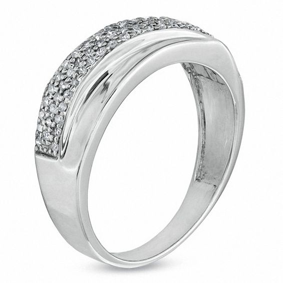 1/8 CT. T.W. Diamond Crossover Wedding Band in Sterling Silver