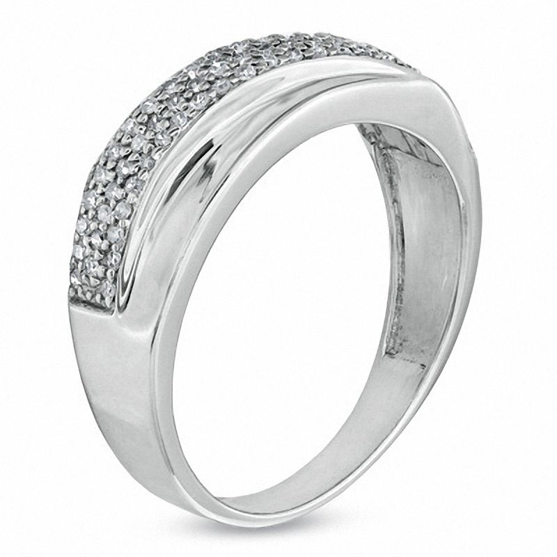 Main Image 2 of 1/8 CT. T.W. Diamond Crossover Wedding Band in Sterling Silver