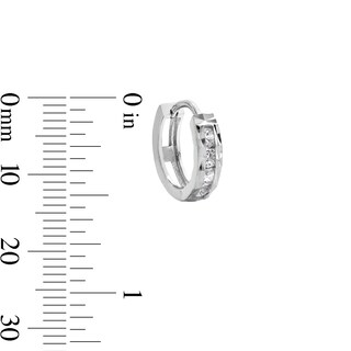 Solid Sterling Silver CZ Channel Diamond-Cut Huggies