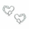 Thumbnail Image 1 of Cubic Zirconia Double Heart Stud Earrings in Sterling Silver