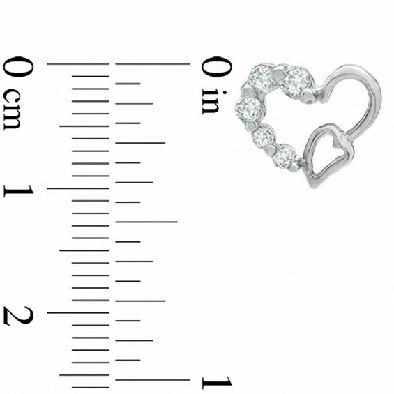 Cubic Zirconia Double Heart Stud Earrings in Sterling Silver