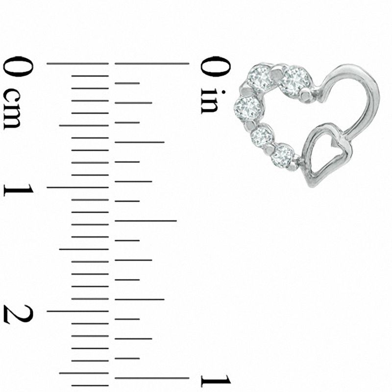 Main Image 2 of Cubic Zirconia Double Heart Stud Earrings in Sterling Silver