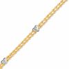 Thumbnail Image 0 of 014 Gauge Hollow Double Rope Heart Chain Bracelet in 10K Two-Tone Gold - 7.5"