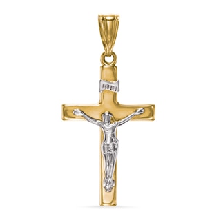 Crucifix Necklace Charm in 10K Two-Tone Gold
