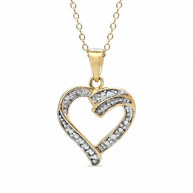 Diamond Accent Heart Pendant in Sterling Silver and 18K Gold Plate