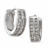 Thumbnail Image 0 of Cubic Zirconia Double Row Huggie Earrings in Sterling Silver