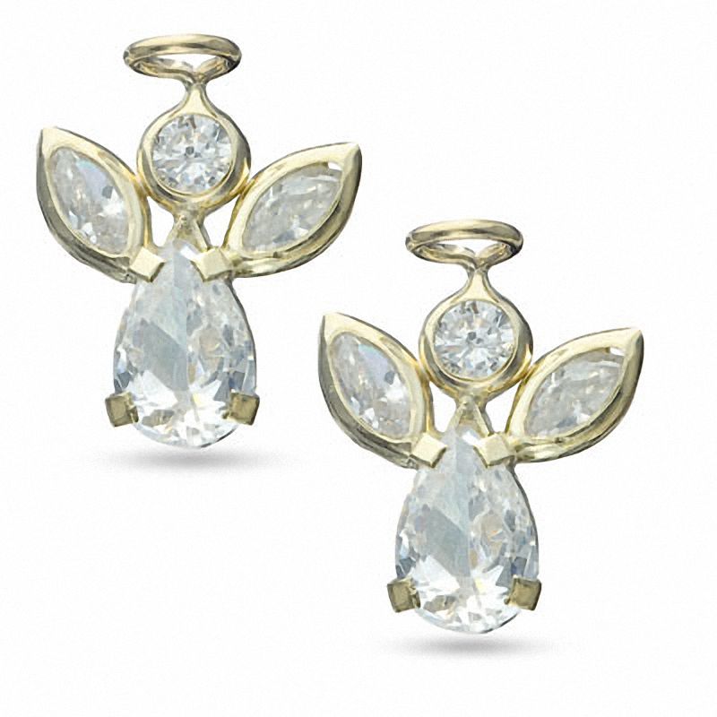 Main Image 1 of Cubic Zirconia Angel Earrings in 10K Gold