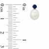 Cultured Freshwater Pearl and Lab-Created Blue Sapphire Stud Earrings in 10K White Gold