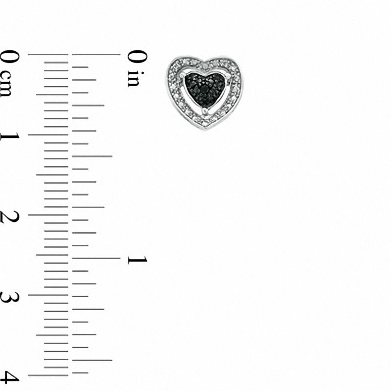 Enhanced Black and White Diamond Accent Heart Stud Earrings in Sterling Silver