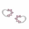 Thumbnail Image 0 of Child's Pink Cubic Zirconia Heart Earrings in 10K White Gold