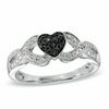 Thumbnail Image 1 of Enhanced Black and White Diamond Accent Heart Ring in Sterling Silver - Size 7