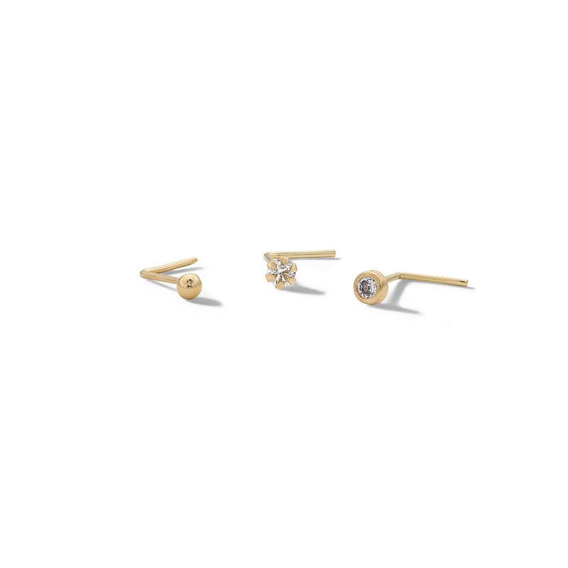 14K Gold Nose Ring Set - 24G