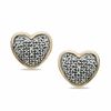 Diamond Accent Puffed Heart Stud Earrings in Sterling Silver and 18K Gold Plate