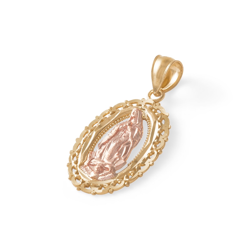 Main Image 2 of Oval Scalloped Our Lady of Guadalupe Charm in 10K Solid Two-Tone Gold