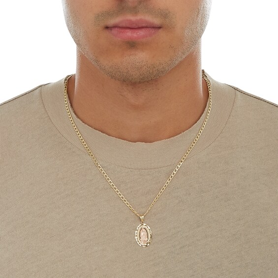Oval Scalloped Our Lady of Guadalupe Charm in 10K Solid Two-Tone Gold