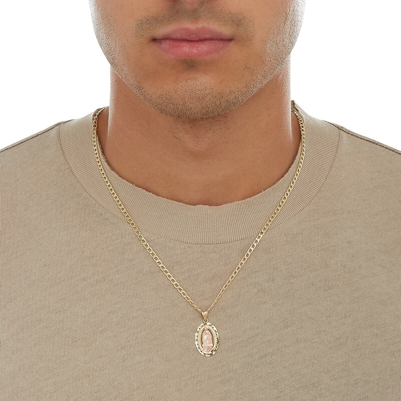 Main Image 4 of Oval Scalloped Our Lady of Guadalupe Charm in 10K Solid Two-Tone Gold