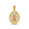 Thumbnail Image 1 of Diamond-Cut and Beaded Ornate Frame Our Lady of Guadalupe Tri-Tone Necklace Charm in 10K Solid Gold